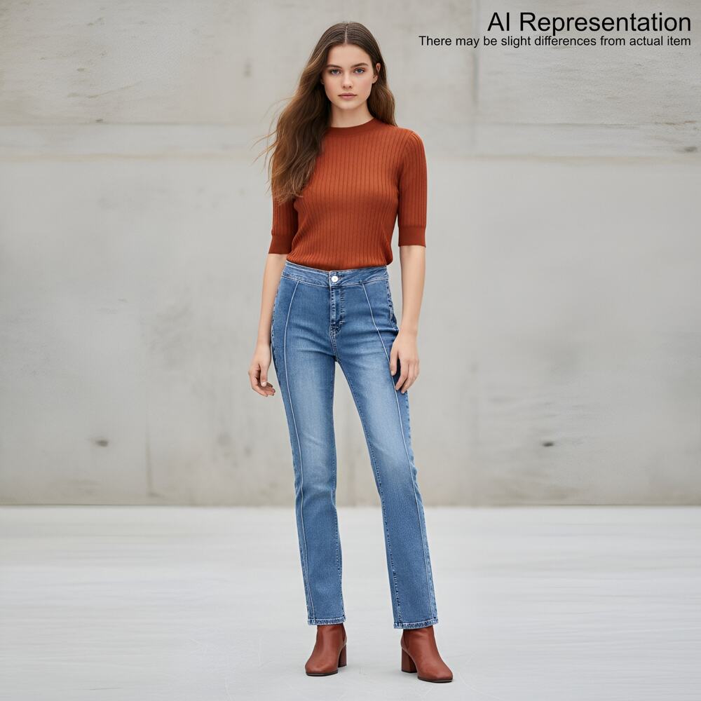 Free People Cross My Heart Jeans Women 25 Blue Slim Straight Boho Sustainable